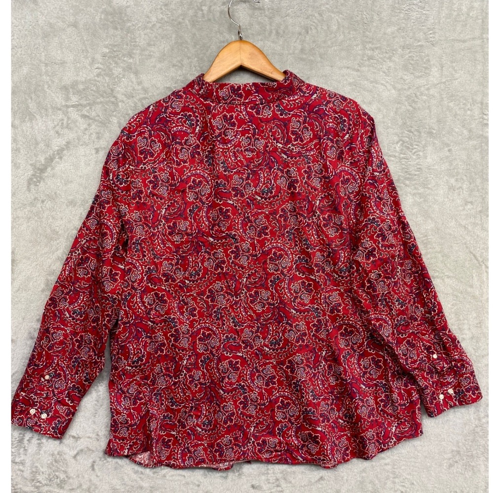 Chaps LS Button Down No Iron Red Paisley Cotton 3X Cottagecore Boho Americana - Picture 10 of 12